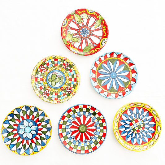 Caltagirone ceramiche set di sei piattini da dessert -Art-