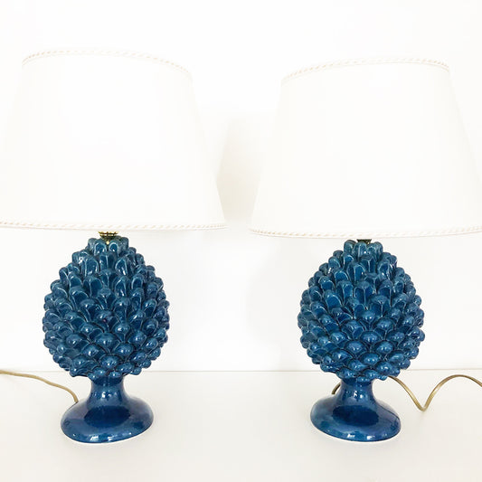 Coppia Lumi Caltagirone Pigne Blu per Lizoh -Art-