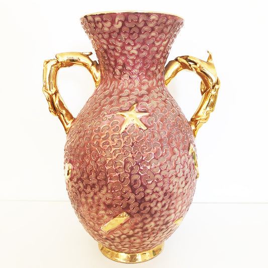 Arista Ceramica Pregiata Vaso Scultura Oro e bronzo 1960 -Art-