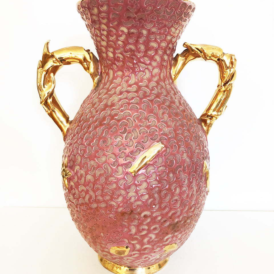 Arista Ceramica Pregiata Vaso Scultura Oro e bronzo 1960 -Art-