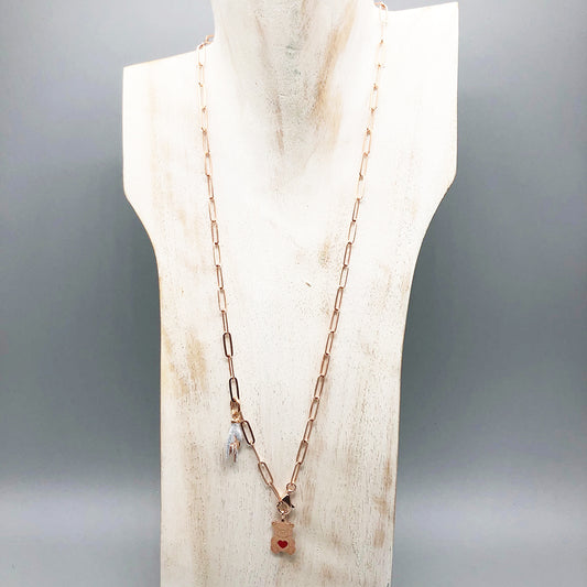 Collana Catena con Charms Arg 925 galvanica Oro Rosa -Bijoux-