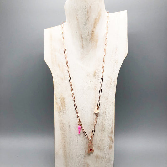 Collana Catena con Charms Arg 925 galvanica Oro Rosa -Bijoux-