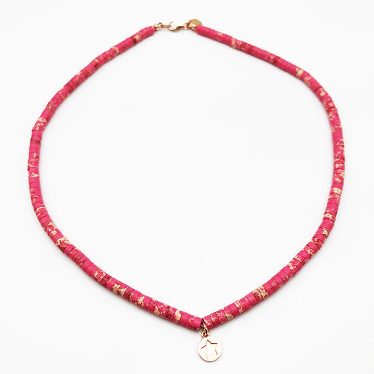 Filo Girocollo Diaspro Rosa con Stella Arg 925 -Bijoux-