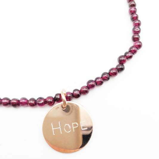 Filo Girocollo Granatina con Charm HOPE Arg 925 -Bijoux-