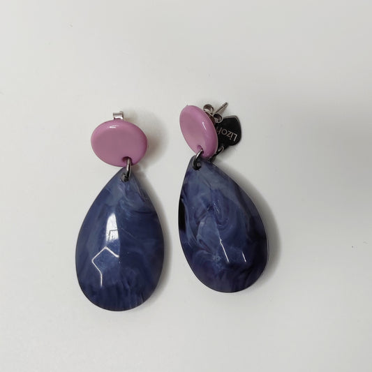 Orecchini Grigio e Rosa, Resina e Arg 925 - Handmade Jewels-