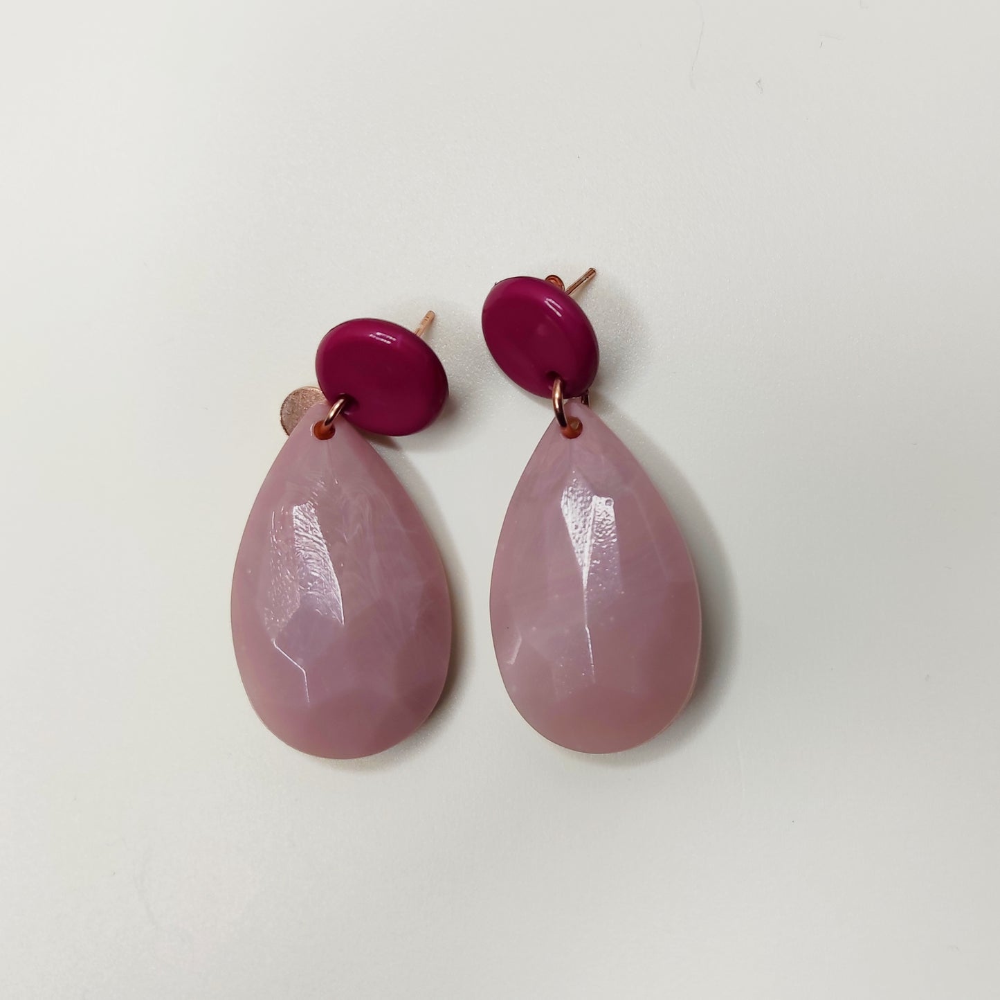 Orecchini Rosa Resina e Arg. 925 -Handmade Jewels-