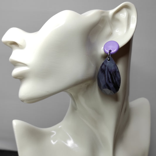 Orecchini Grigio e Viola, Resina e Arg 925 - Handmade Jewels-