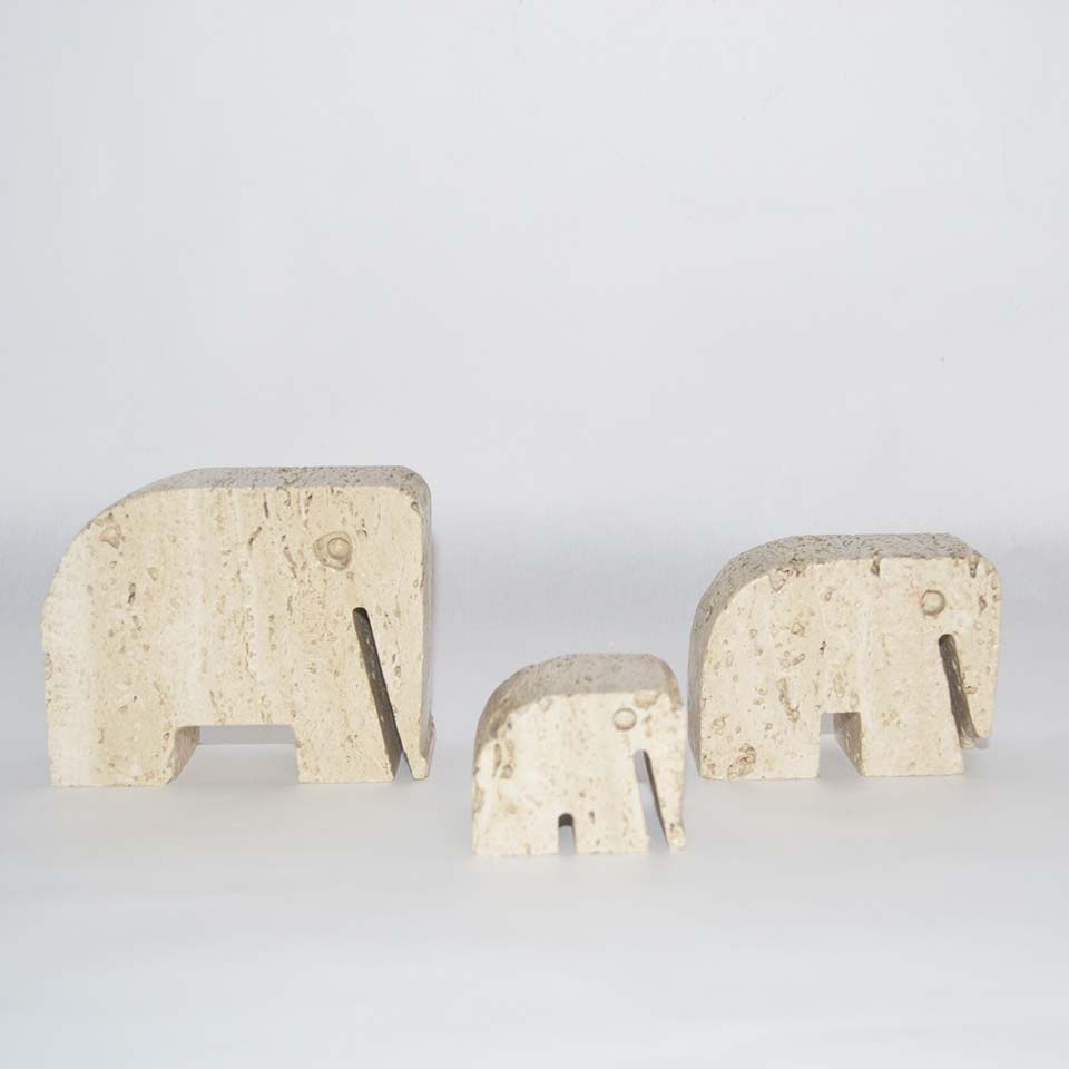 Elefanti Travertino set di 3 di Mangiarotti e Mari - Art -