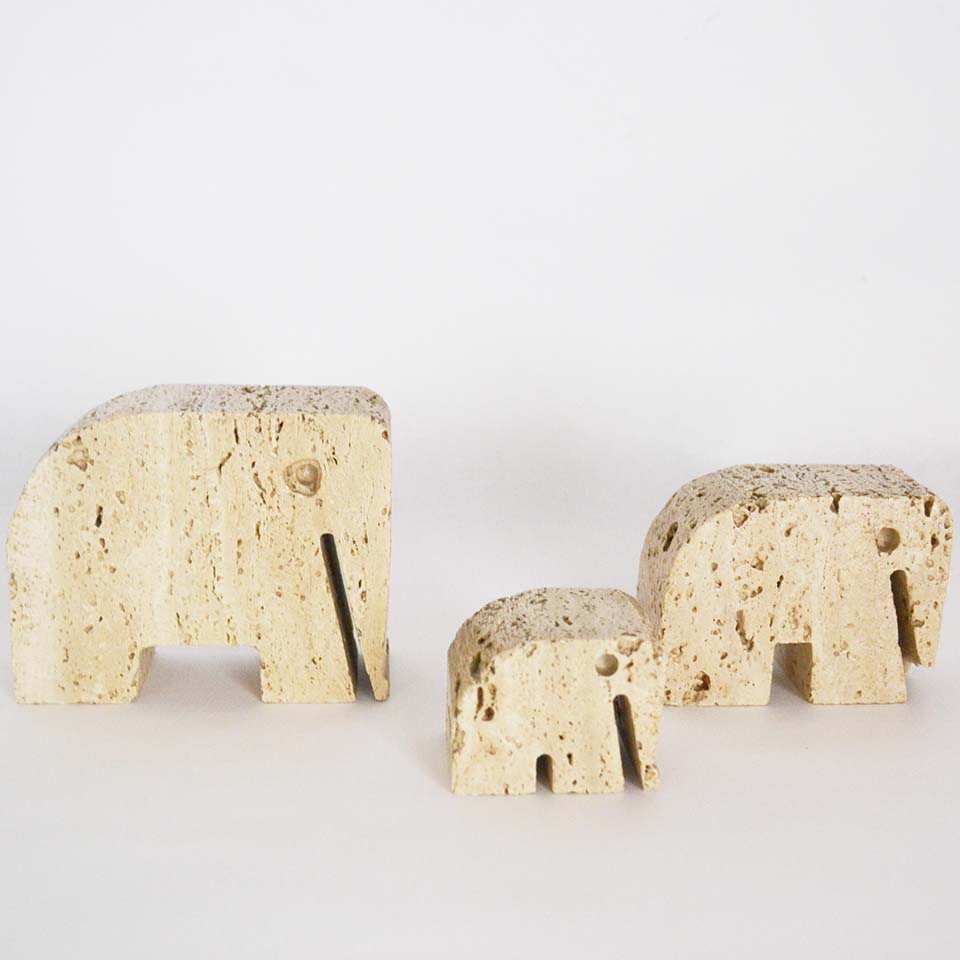 Elefanti Travertino set di 3 di Mangiarotti e Mari - Art -